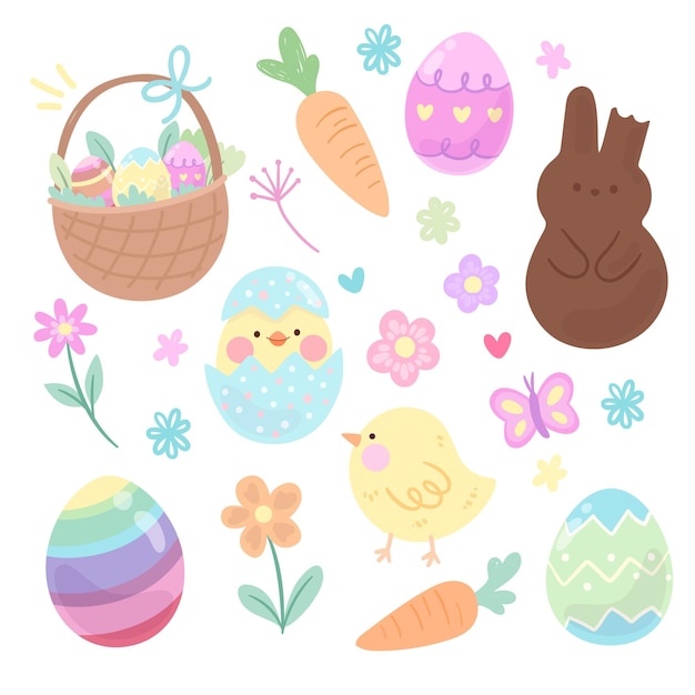 Free vector flat easter element collection