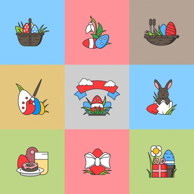 Flat Easter Elements