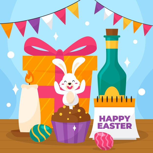 Flat easter illustration