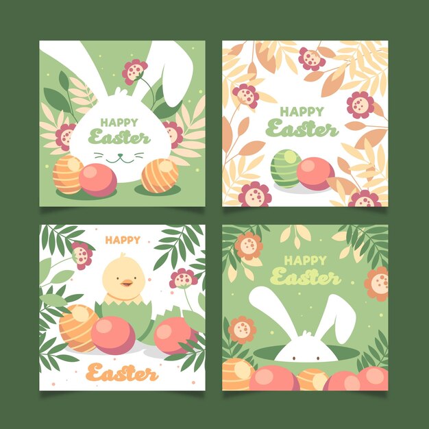 Flat easter instagram posts collection