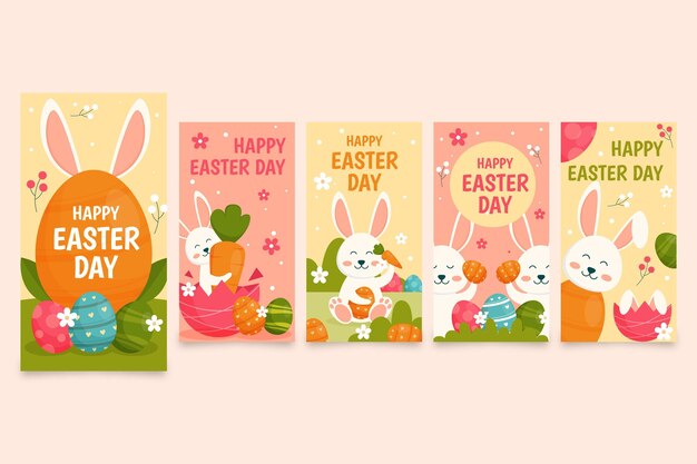 Flat easter instagram stories collection