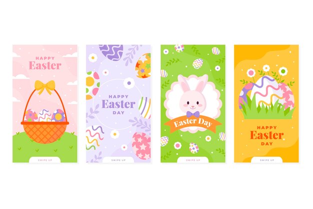 Flat easter instagram stories collection