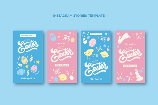 Flat easter instagram stories collection