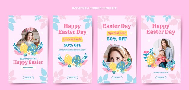 Flat easter instagram stories collection