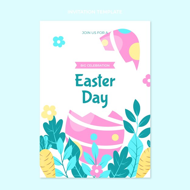 Free vector flat easter invitation template