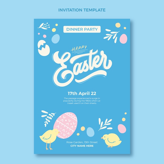 Free vector flat easter invitation template