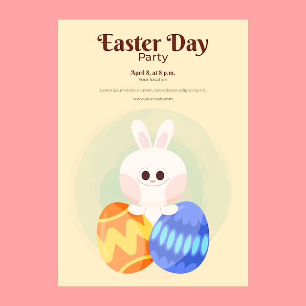 Flat easter invitation template