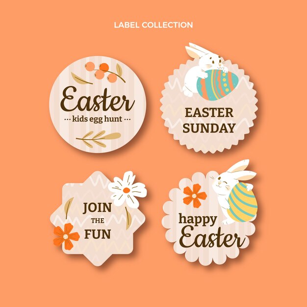 Flat easter labels collection