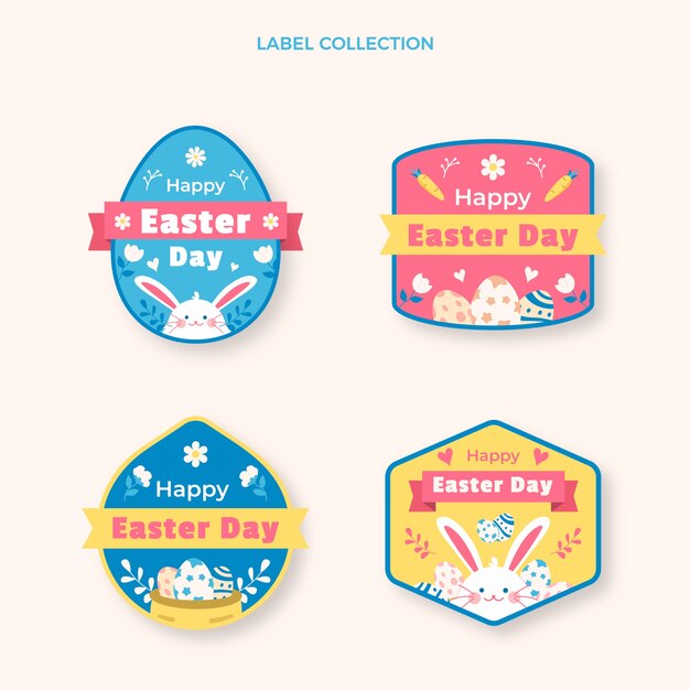 Flat easter labels collection