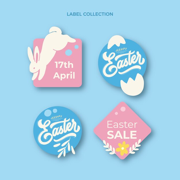 Flat easter labels collection