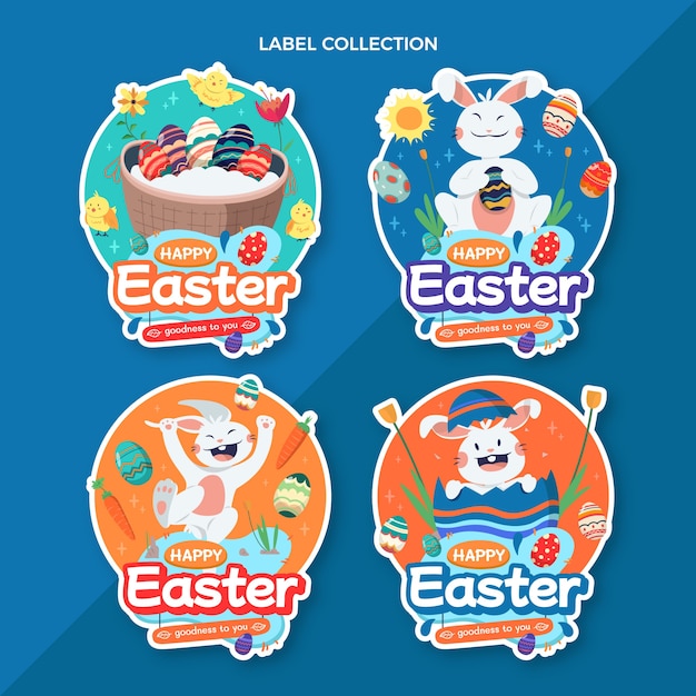 Free vector flat easter labels collection