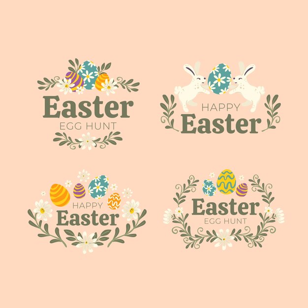 flat easter labels collection
