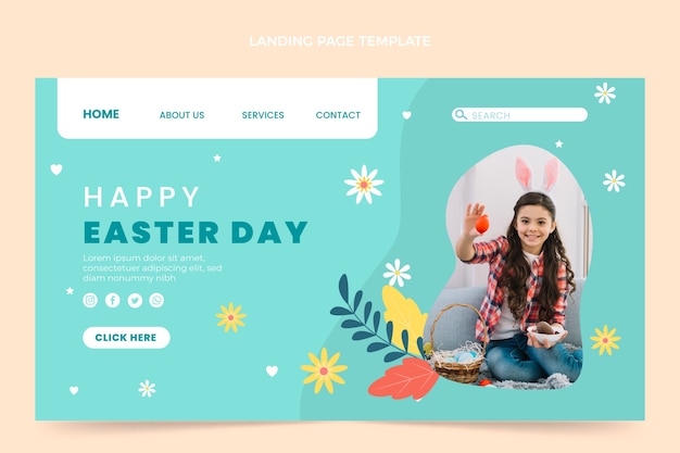 Flat easter landing page template