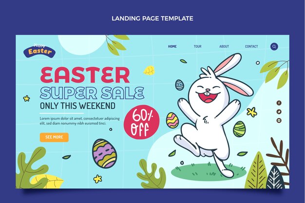 Flat easter landing page template