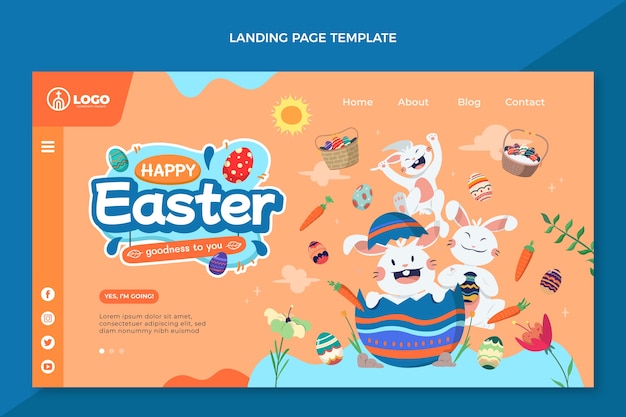 Flat easter landing page template