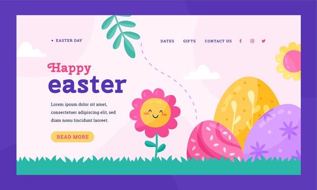 Flat easter landing page template