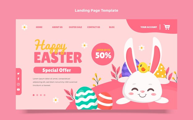 Flat easter landing page template