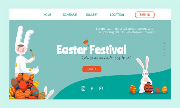 Free vector flat easter landing page template