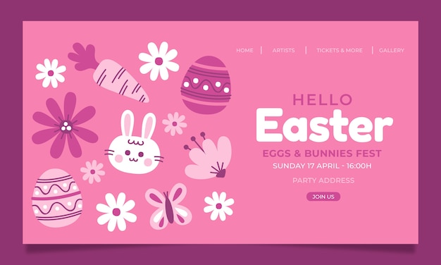 Free vector flat easter landing page template