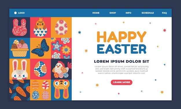 Free vector flat easter landing page template