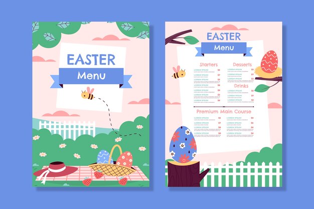 Flat easter menu template