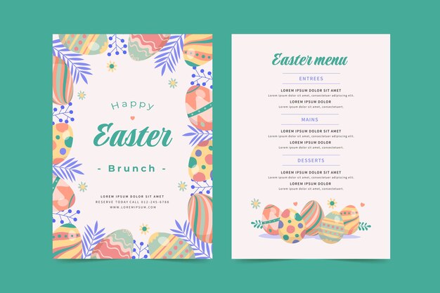 Flat easter menu template