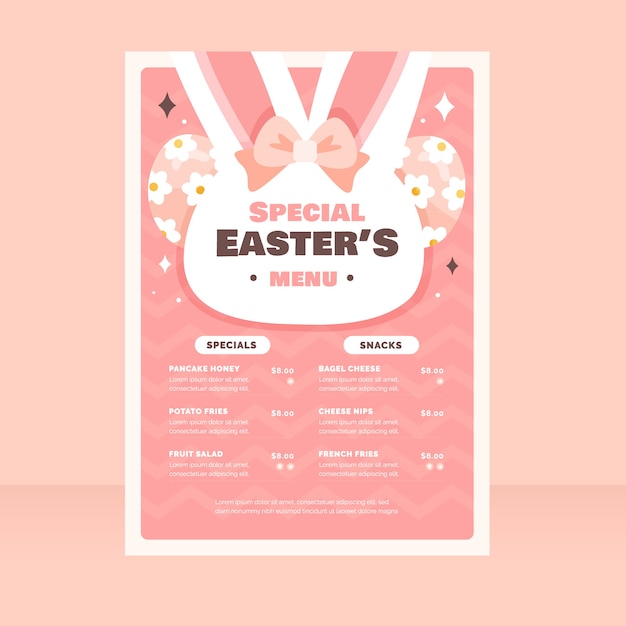 Free vector flat easter menu template