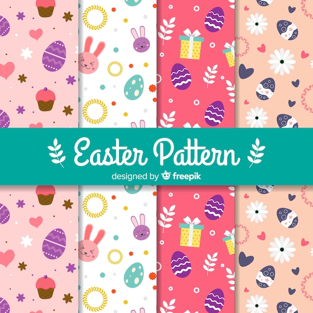 Flat easter pattern collection