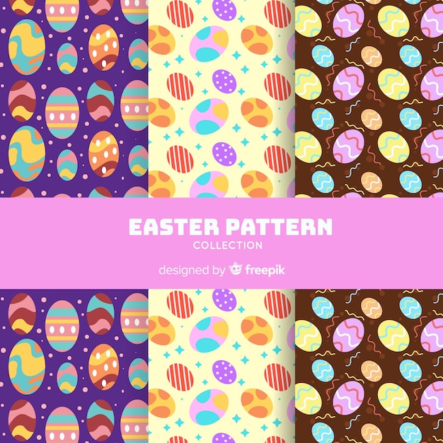 Free Vector flat easter pattern collection