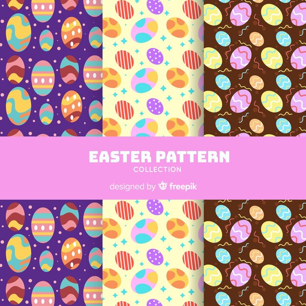 Flat easter pattern collection
