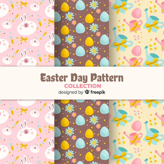 Free vector flat easter pattern collection