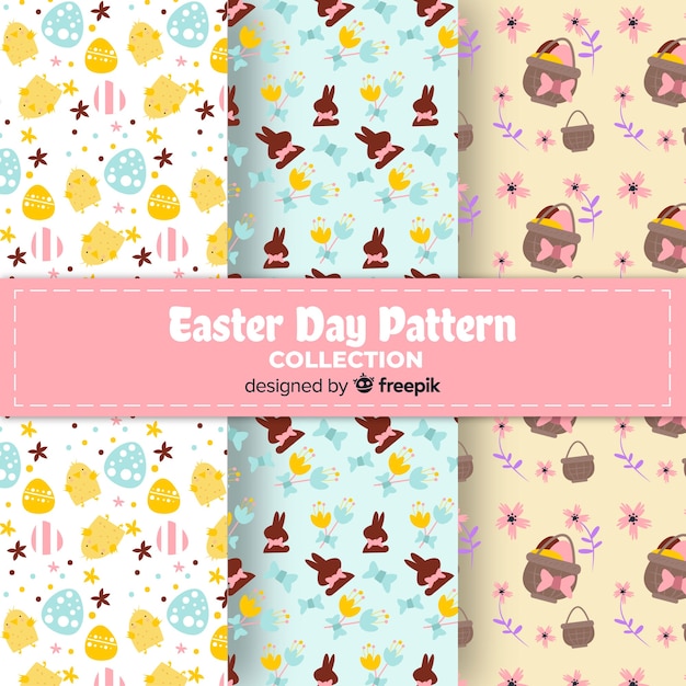 Flat easter pattern collection