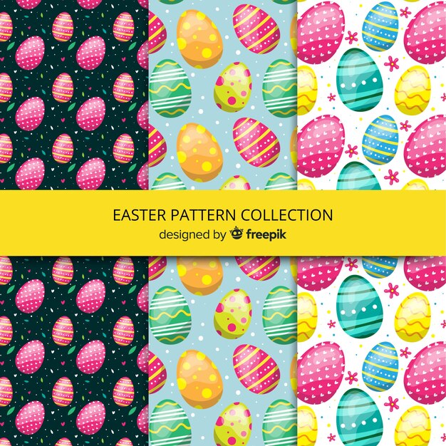 Flat easter pattern collection