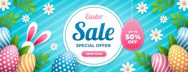 Flat easter sale banner