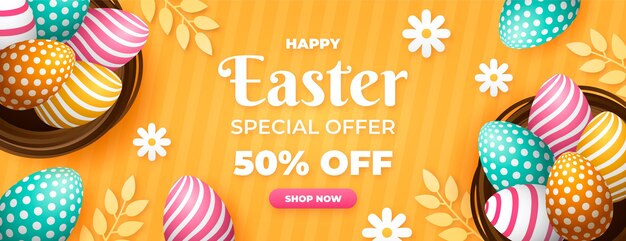 Flat easter sale banner