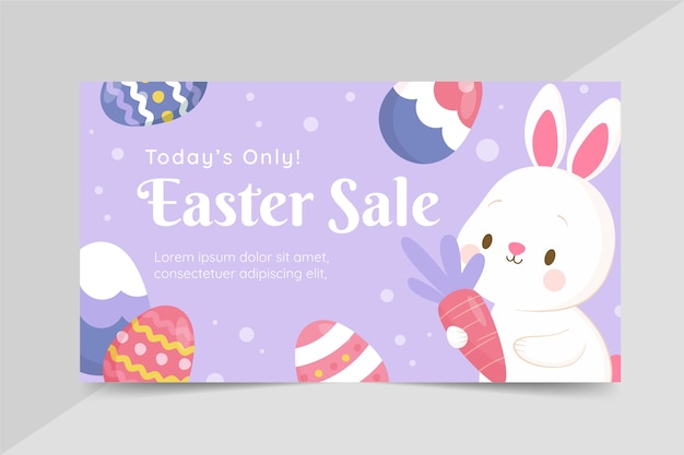 Flat easter sale horizontal banner template