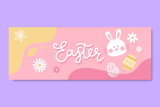 Modello di banner orizzontale di vendita piatta di pasqua