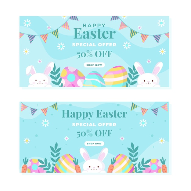 Free vector flat easter sale horizontal banner