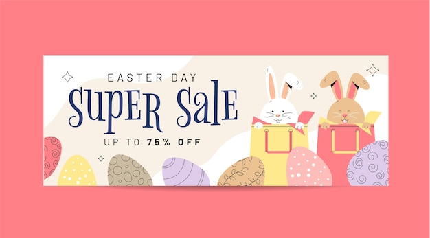 Free vector flat easter sale horizontal banner