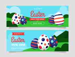 Free vector flat easter sale horizontal banners set