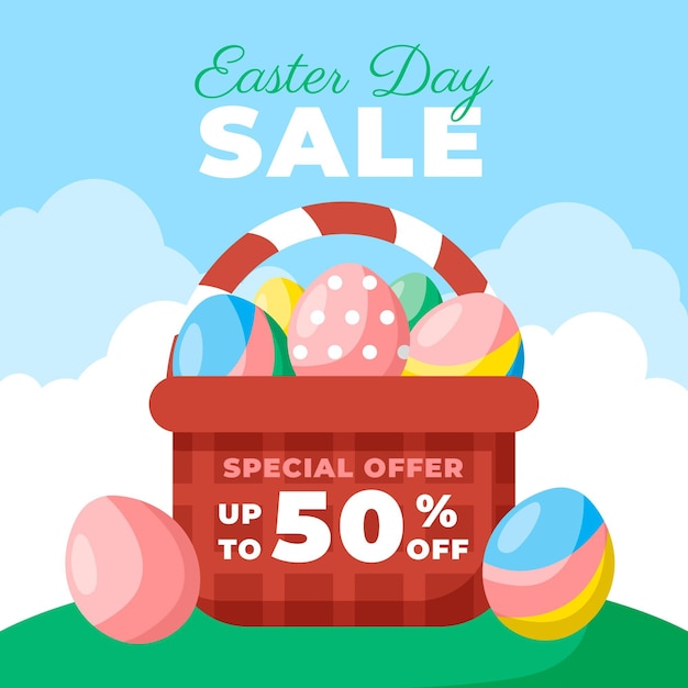 Flat easter sale illustration