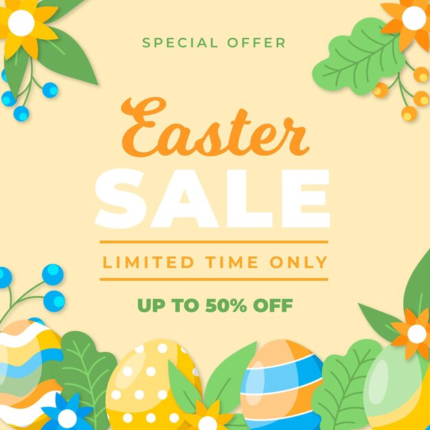 Flat easter sale illustration