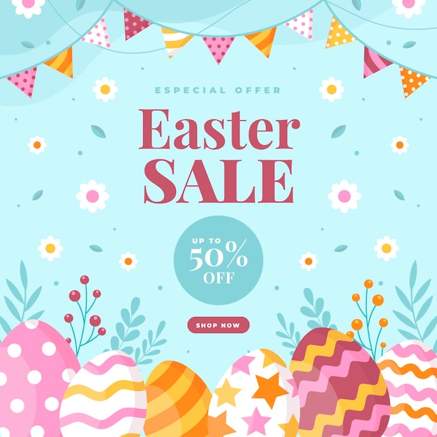 Free vector flat easter sale illustration