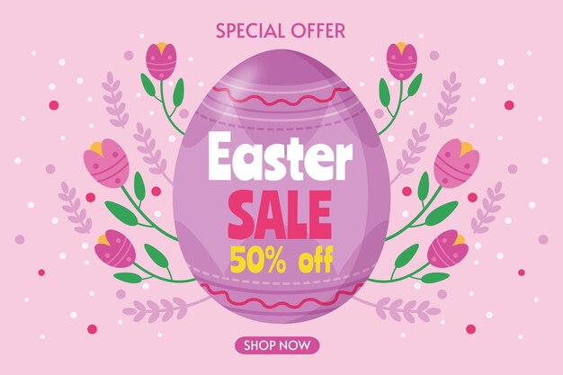 Flat easter sale illustration