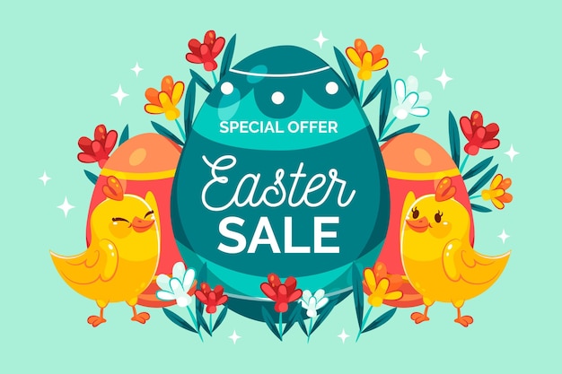 Flat easter sale illustration