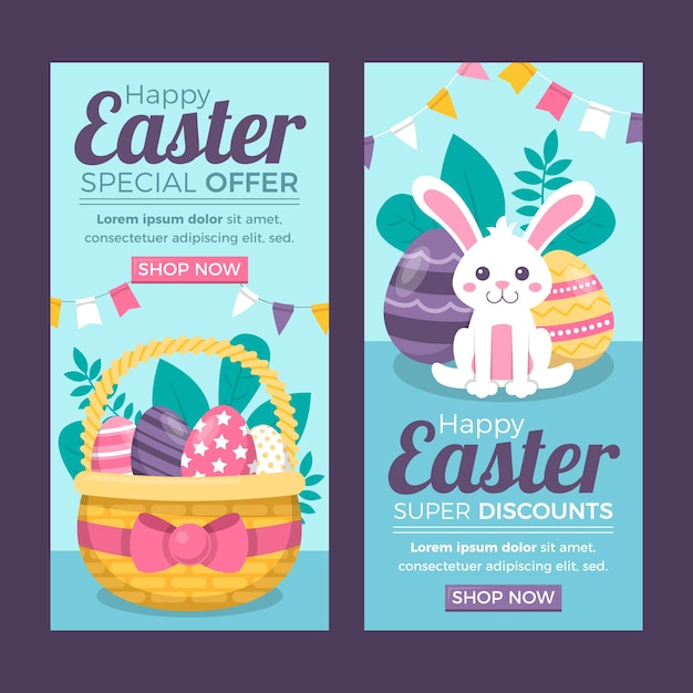 Free vector flat easter sale vertical banners set