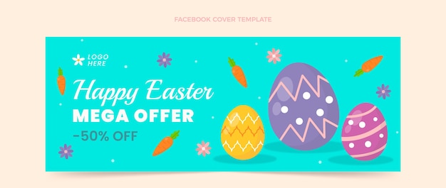 Free vector flat easter social media cover template