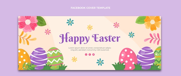 Free vector flat easter social media cover template