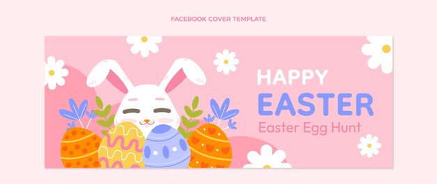 Flat easter social media cover template