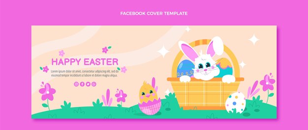 Плоский шаблон пасхальной обложки для социальных сетей